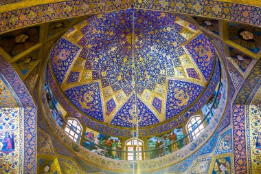 Isfahan Ermeni Apostolik kutsal Savior Vank Katedrali mavi çini süsleme tavan