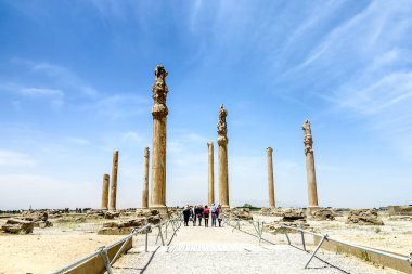 Persepolis ören yüksek uzun boylu ayağı Harabeleri İranlı turist