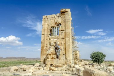 Pasargad Historical Site Elevation Facade Ruins with Blue Sky Background clipart