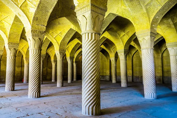 Shiraz Vakil Mosque Prayer Room with Carved Stone Pillars and Bricks Ceiling