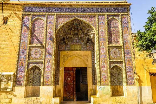 Shiraz Nasir Mulk Růžová Mešita Hlavní Branou Vstupu — Stock fotografie