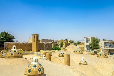 Kaşan Sultan Amir Ahmad tarihi hamam çatı ve Windcatcher Kulesi