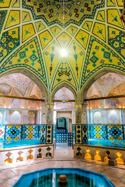 Kashan Sultan Amir Ahmad Casa Banho Histórica Interior Com Telhas — Fotografia de Stock