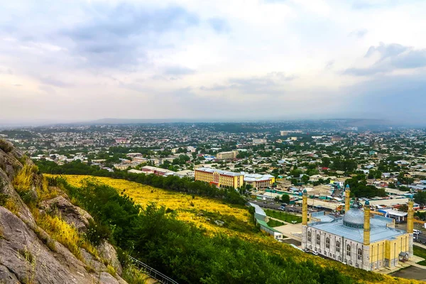 Osh Sulayman Mountain Too Rock Throne Punto Vista Mezquita Paisajes —  Fotos de Stock