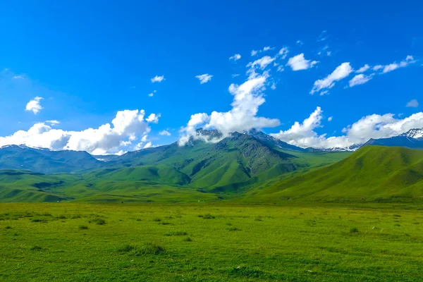 Suusamyr Too Snow Capped Mountain Range Grass Land Valley Landscape — Stock Photo, Image