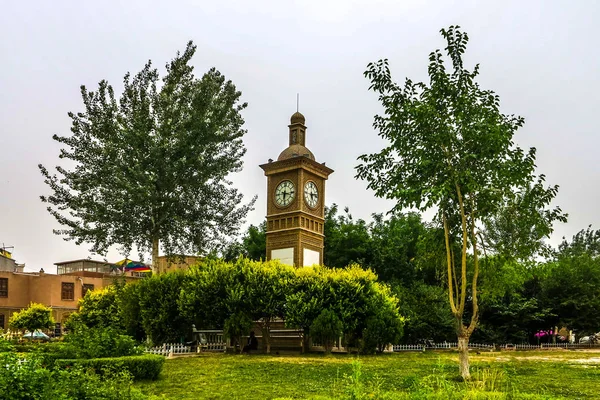 Kaşgar Old Town Dış Duvar Kamu Park Saat Kulesi View — Stok fotoğraf