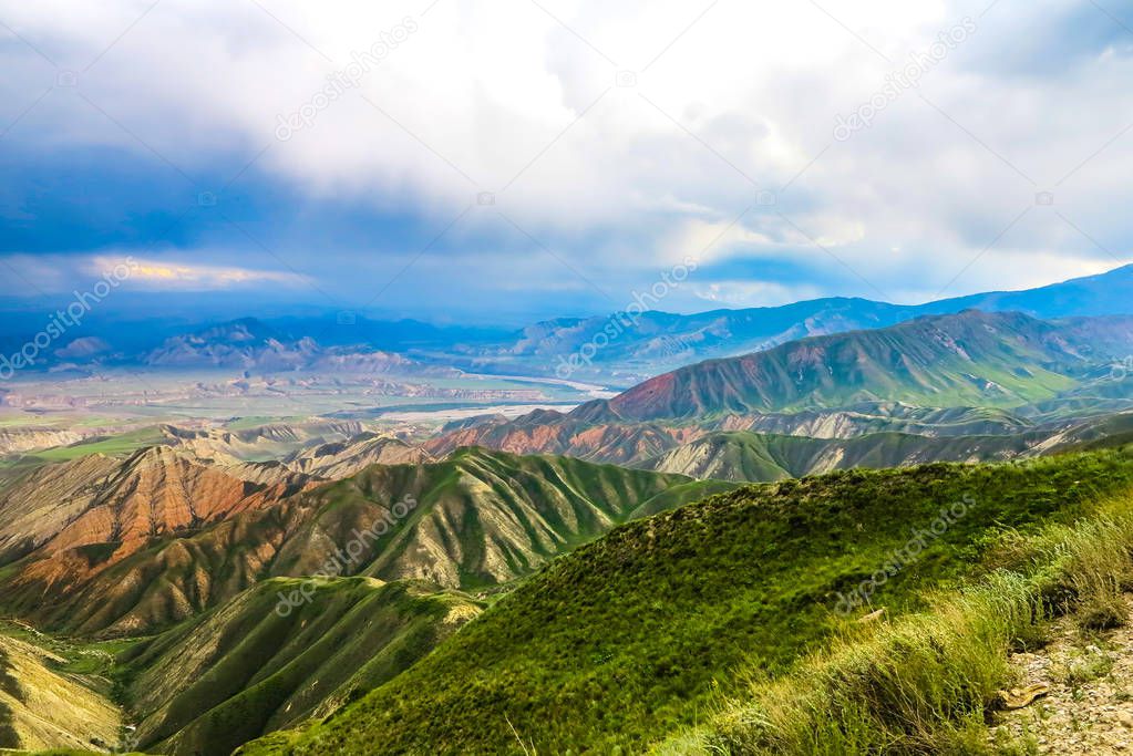 Fergana Mountain RangeFergana Mountain Range Picturesque Landscape View Point with Cloudy Sky at AfternoonFergana Mountain Range Picturesque Landscape View Point with Cloudy Sky at Afternoon