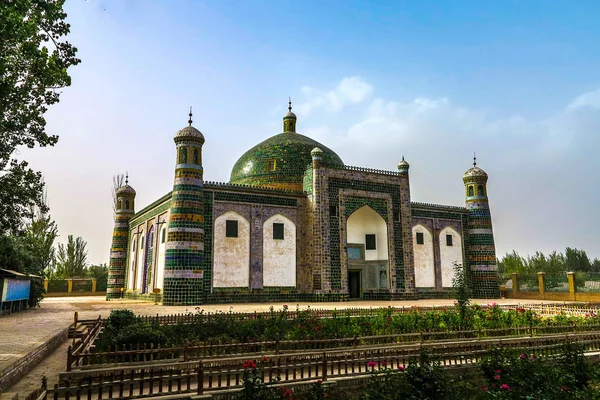 Kashgar Afaq Khoja Mausoleum Groen Tegels Ornament Side View Point — Stockfoto