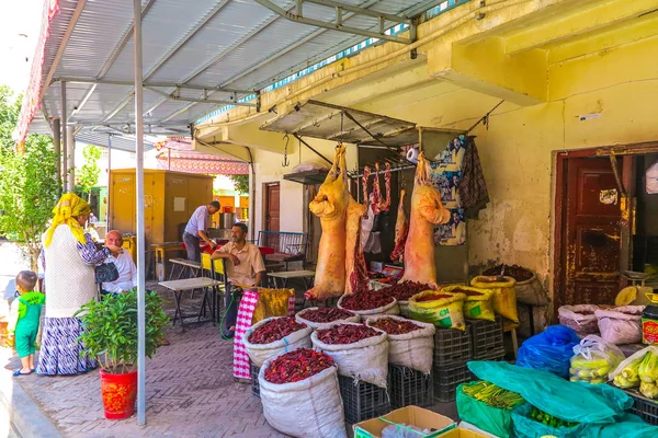 Kashgar Cidade Velha Uyghur Man Vendendo Legumes Secos Carne Cordeiro — Fotografia de Stock