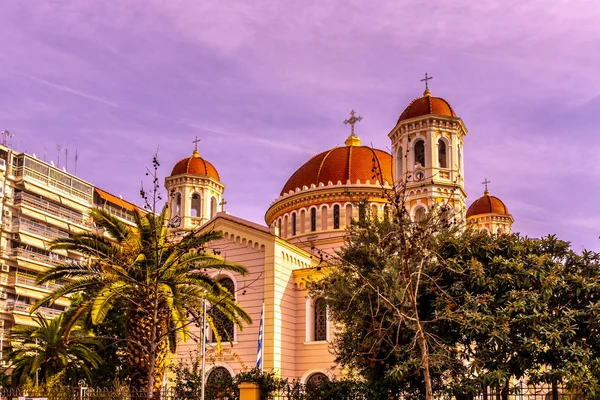 Thessaloniki Iglesia San Gregorio Palamas Mirador Lateral Con Fondo Azul — Foto de Stock
