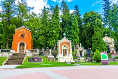 Lviv ünlü tarihi Lychakiv Lyczakowski mezarlığı için orta ve üst sınıflar ile süslü Türbeler