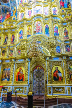 Kiev Pechersk büyük Lavra karmaşık Uspensky Sobor katedral ana sunak altın İkonostasisin