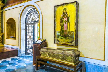Kiev Pechersk büyük Lavra karmaşık Uspensky Sobor katedral emanetler ve simge Saint Theodosius Cenobiarch ve Wonderworker