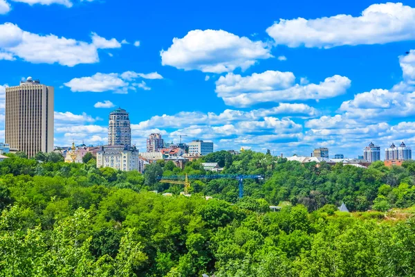 Kiev Oude Stad Cityscape Van Stad Podil District Met Blauwe — Stockfoto