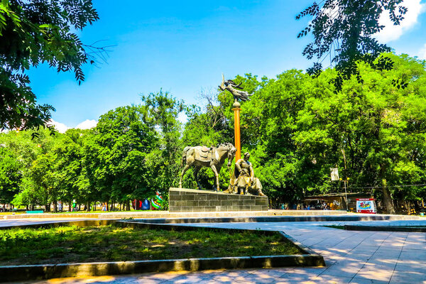 Odessa Starobazarnyi Garden Square Monument of Anton Holovaty with a Horse and Flying Angel