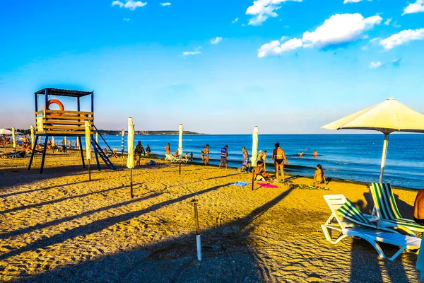 Odessa Luzanivka Beach Swimming Relaxing Sunbathing People Seascape Sunset — Stock Photo, Image