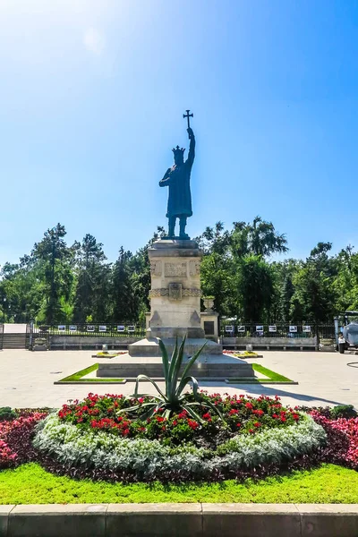 Chisinau Großer Nationaler Versammlungsplatz Heiliger Stiehlt Die Große Statue Die — Stockfoto