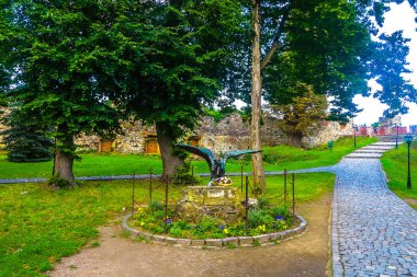 Uzhhorod Kalesi kale iç bahçe avlusu heykel akbaba