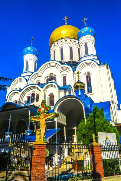 Mukachevo Mesih Saviour katedral Frontal düşük açılı görünüş Rabbinin tahta haç ile