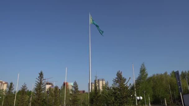 Nur-Sultan Bandera de Kazajstán 33 — Vídeos de Stock