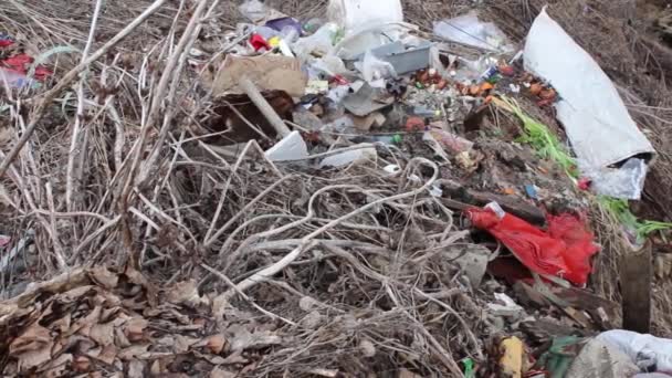 Dump Szennyeződés Műanyag Szemetet — Stock videók