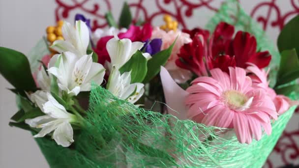 Hermoso Ramo Flores Boda — Vídeos de Stock