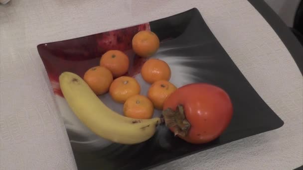 Fruit Een Plaat — Stockvideo