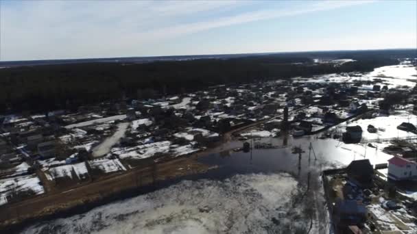 Quadcopter Shooting Early Spring River — Stock Video