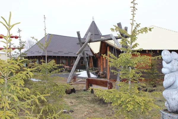 Schönes Holzhaus Dorf — Stockfoto
