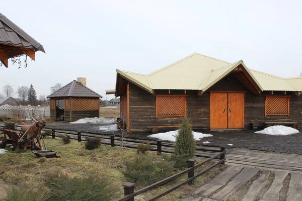 Schönes Holzhaus Dorf — Stockfoto