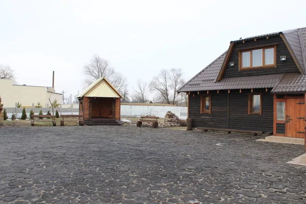 Schönes Holzhaus Dorf — Stockfoto