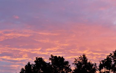 Güzel bulutlar pembe günbatımı yaz akşamı güzellik