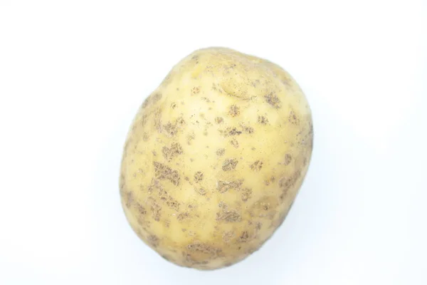 Zralý bramborová tuber umístěná na bílém pozadí — Stock fotografie