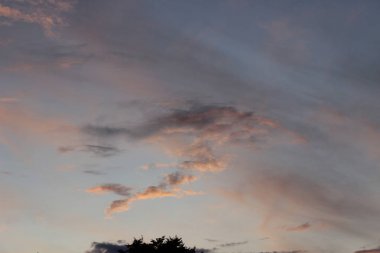 Yaz şehir bulutlar romantik güzel pembe gün batımı