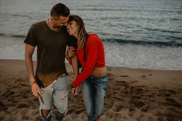 Glückliches Verliebtes Paar Strand — Stockfoto