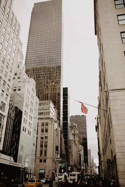 Skyscapers facade in New York, Manhattan, USA.