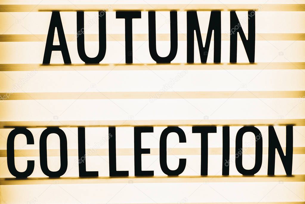 autumn collection sign on background