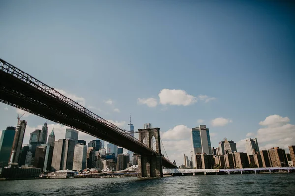 Slavné Panorama Města New York Brooklin Most Manhattan — Stock fotografie