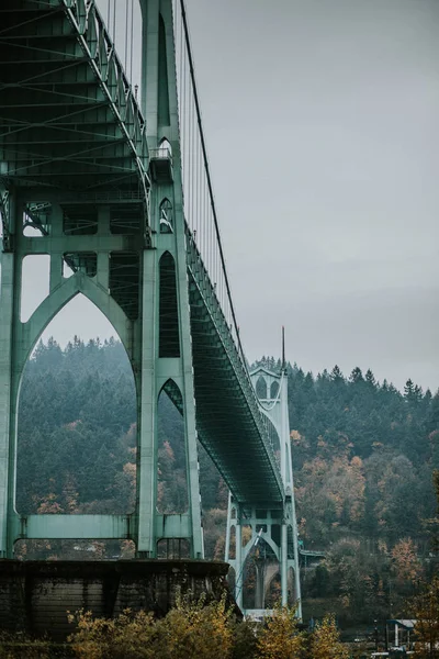 Речной Мост Осеннем Лесу — стоковое фото