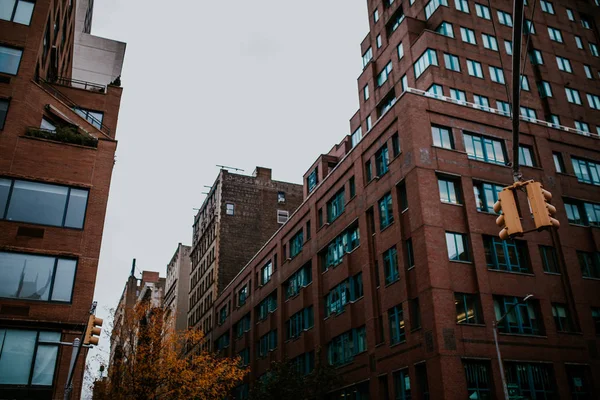 Prédios Manhattan Céu Azul Eua Nova Iorque — Fotografia de Stock