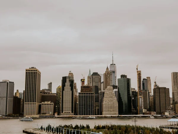 Vista Sobre Manhattan Downtown Noite — Fotografia de Stock