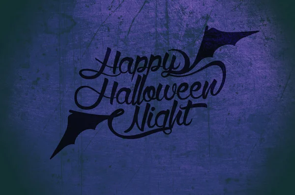 Feliz Halloween Night Texto Fundo Texturizado Azul — Fotografia de Stock