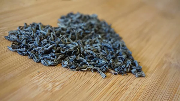 Zöld Tea Bambusz Textúra Készült Szív Életlenítés Háttér — Stock Fotó