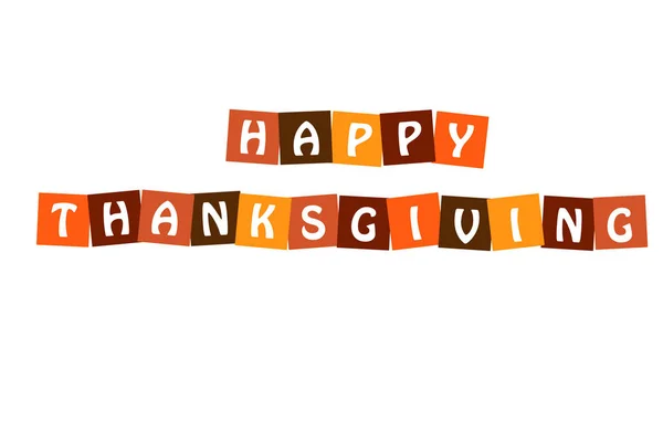 Happy Thanksgiving Vector Letters Squares Traditional Colors — 图库照片