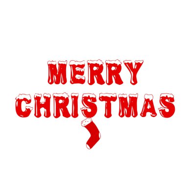 Neşeli Noel tebrik kartı tasarım şablonu düzeni çorap, metin ile kar, beyaz zemin üzerine kar yağışı