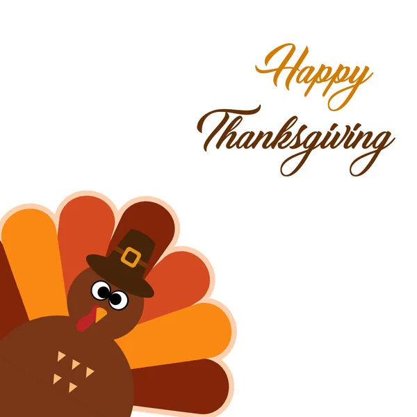 Happy Thanksgiving Text Cartoon Turkey White Background Thanksgiving Poster — Stock Photo, Image