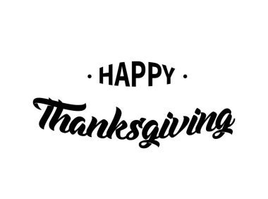 Beyaz arka plan, tipografi poster üzerinde mutlu Şükran günü siyah metin. Kartpostal kutlama metni. hat yazı tatil teklif