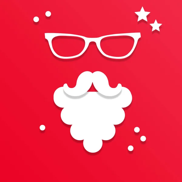 Mikołaja Okularach Czerwonym Tle Santa Claus Biały Broda Wąsy Stylu — Zdjęcie stockowe