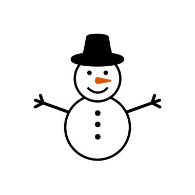 kardan adam beyaz bir arka plan üzerinde düz kapak takıyor.