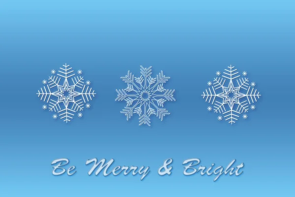 雪花圣诞设计蓝色背景 三片雪花图案来创建画笔 雪的背景 圣诞快乐 有雪花的卡片 — 图库照片